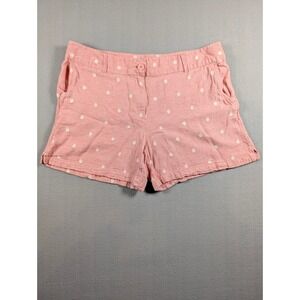 LOFT Pink Polka Dot Linen Blend Shorts Womens Size 12 Preppy Summer